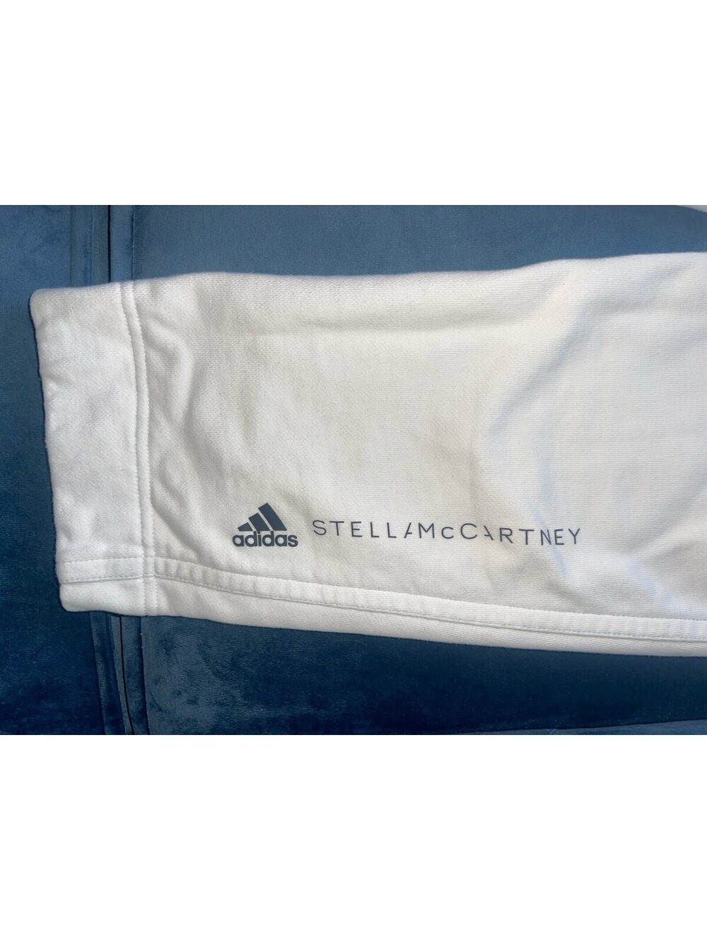 Adidas x Stella McCartney Sweatpants L White Drawstrings Logo Women Pockets FLAW - Picture 5 of 15